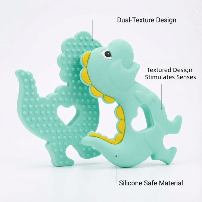 2026 yikang food grade dinosaur teether silicone toys for newborns 0 2 years, sensory bpa free gum soother,juguetes para ninos