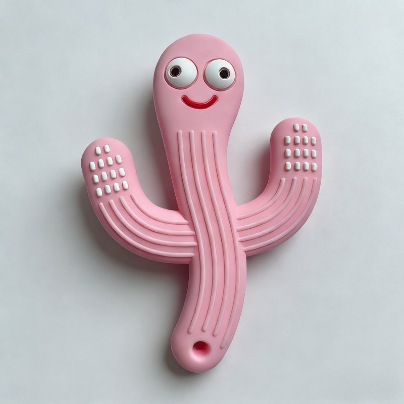 yikang soft cactus teether food grade silicone teething toy for 0 24m, cpc/ce certified, multi color ready stock fast delivery