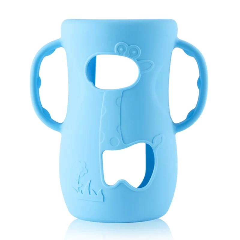 wholesale custom eco friendly anti slip food grade silicone sleeve easy grip baby bottle holder and water cup tableware