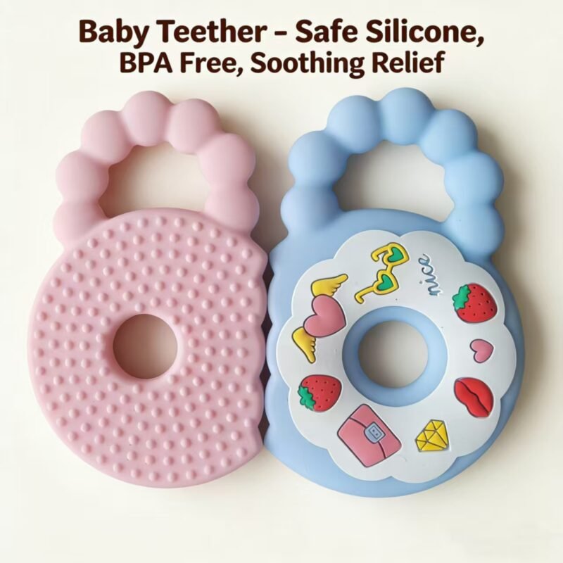 bpa free silicone baby teething toy 0 24 months, infant chewing pacifier & sensory toy set, safe newborn gift