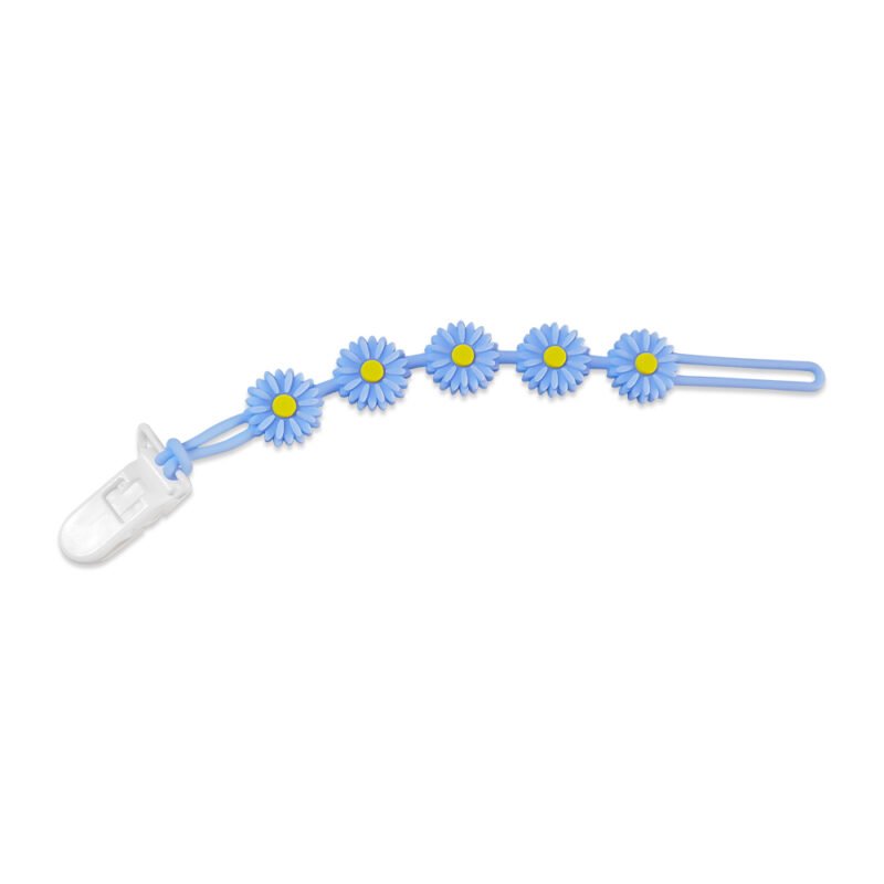 wholesale eco friendly silicone baby pacifier cute teething toys with flower design pacifier holder chain and clip