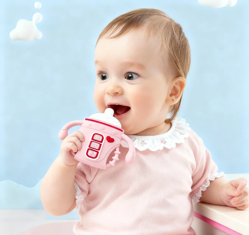 factory baby teething toys bpa free bottle shaped silicone teether for children