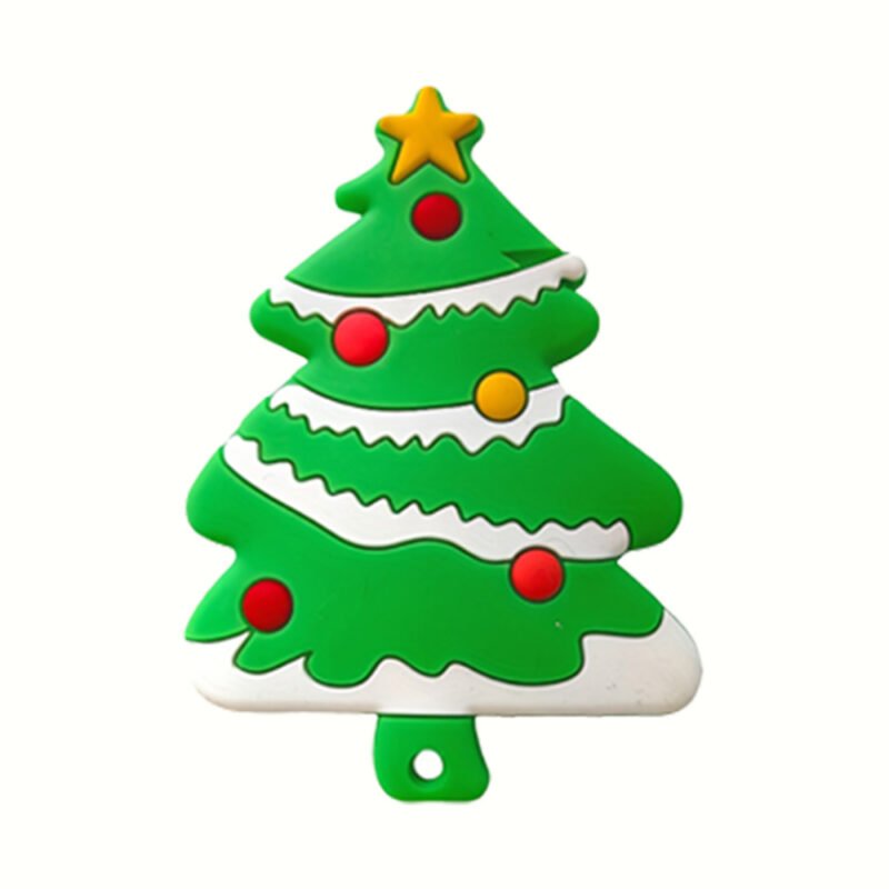 holiday cute christmas designs silicone baby teether set soft pvc ring toy in remote shape for playtime baby food safe