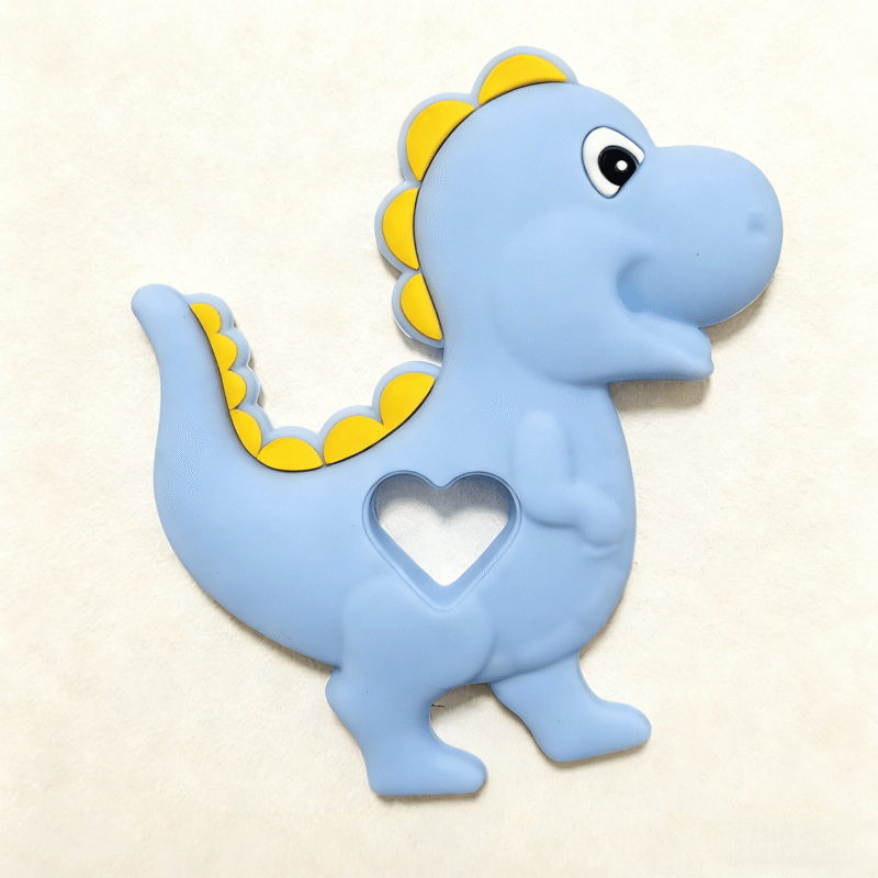 yikang food grade silicone baby teether dinosaur toys for newborns 0 2 years, sensory bpa free gum soother