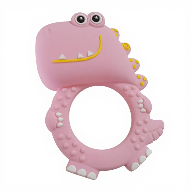 yikang2025 new year dinosaur baby teether toy with rattle ce & cpc certified silicone soft chewable sensory toy (4 colors)