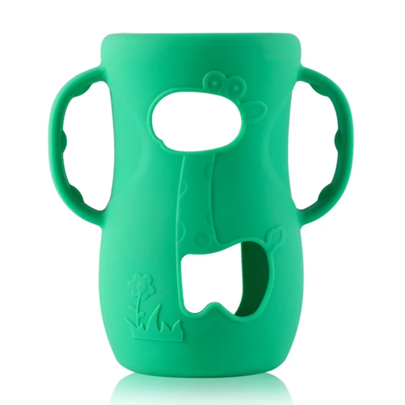 wholesale custom eco friendly anti slip food grade silicone sleeve easy grip baby bottle holder and water cup tableware