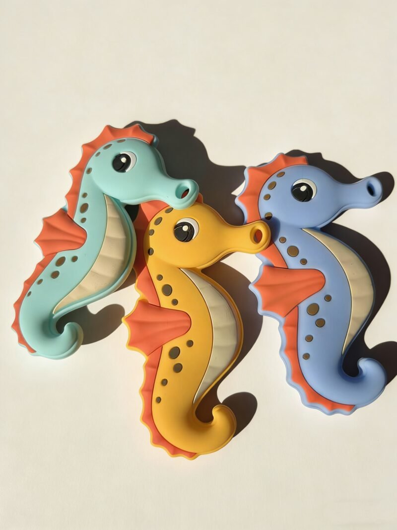 direct factory multi color hippocampus silicone baby teether cpc/ce certification soft chewable diy teether chain accessory