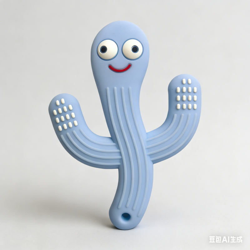 yikang soft cactus teether food grade silicone teething toy for 0 24m, cpc/ce certified, multi color ready stock fast delivery