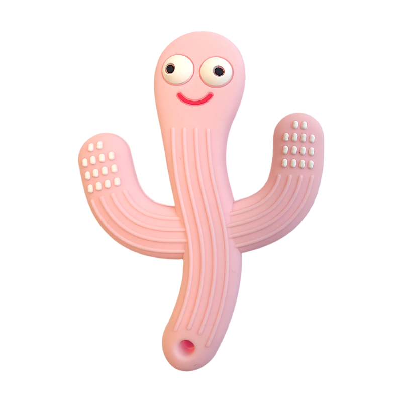 wholesale soft eco friendly silicone cactus baby teether easy grip infant chew toy food grade for 3 12 months