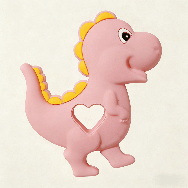 yikang food grade silicone baby teether dinosaur toys for newborns 0 2 years, sensory bpa free gum soother