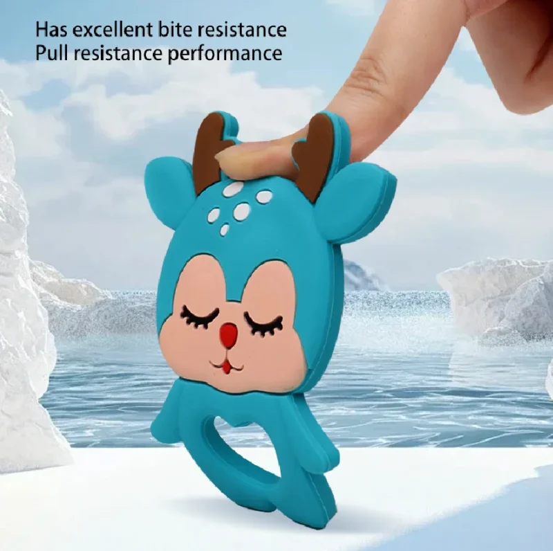 yikang hot sale diy soft baby teether food grade silicone soft toy reindeer shape for infant gum care safe christmas gift
