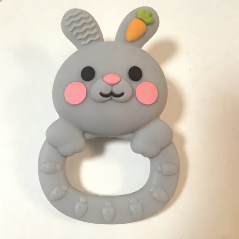 new arrivals 2026 bunny silicone teether rattle handle toy for 0 12m babies custom kids rabbit toys