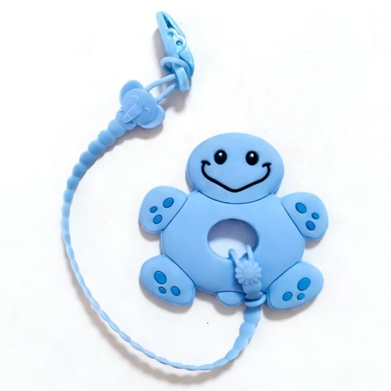 cute turtle silicone teether with pacifier clip set food grade silicone safe infant teething toy
