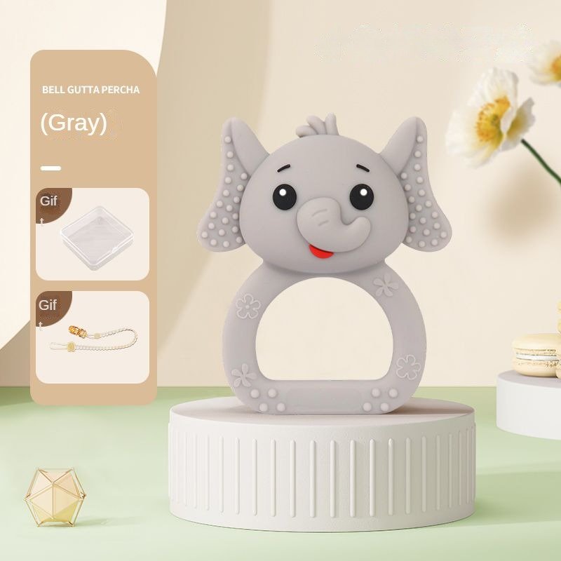wholesale elephant baby teether ring soft silicone rattle toy for teething, food grade bpa free, 0 12m easy grip