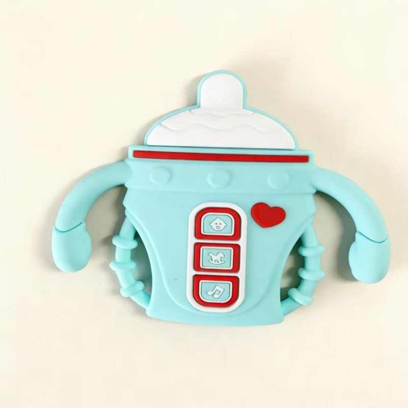 baby teething toy 0 24m | bpa free food grade silicone | sensory bottle shape teether for gum relief & fine motor training