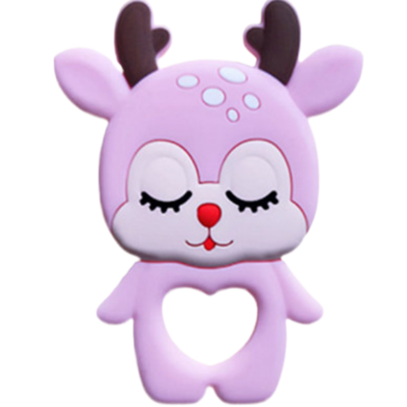 christmas baby teether reindeer silicone gift for infants, diy pacifier clip, bpa free