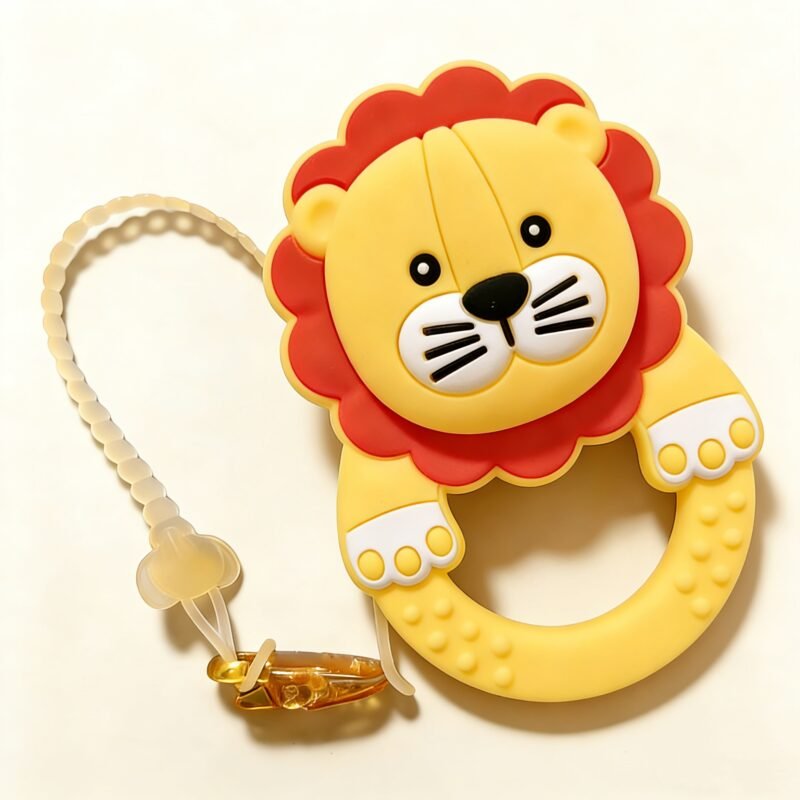 in stock hot sale multi color baby toys lion baby teethers, food grade silicone for newborn gift set