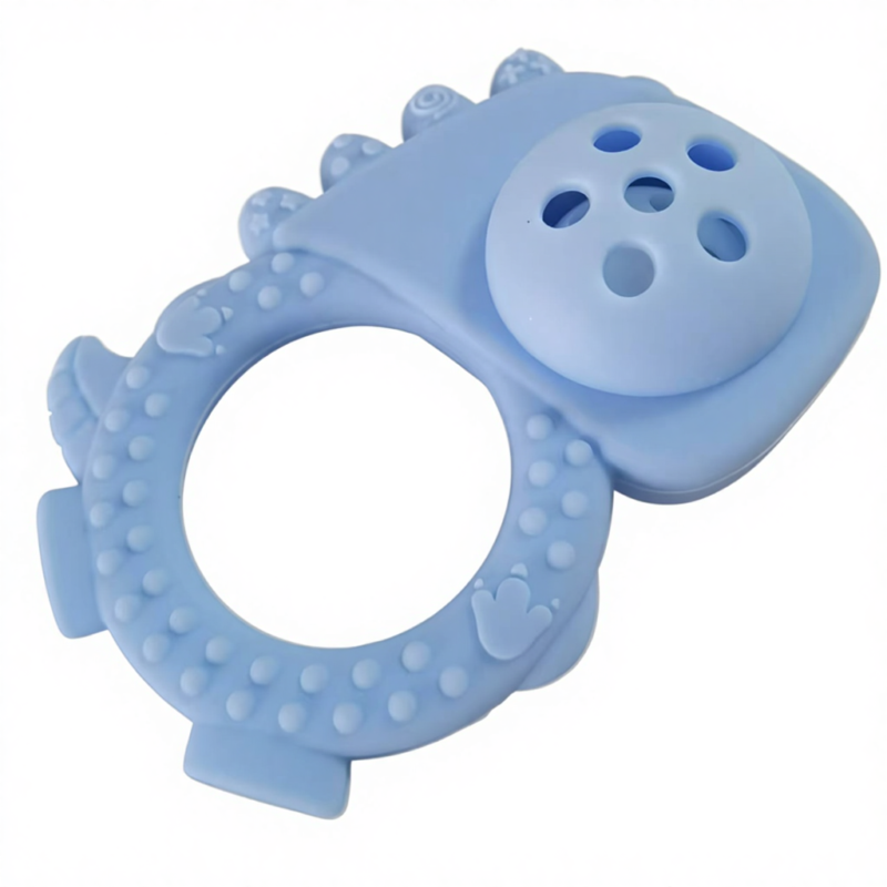 yikang2025 new year dinosaur baby teether toy with rattle ce & cpc certified silicone soft chewable sensory toy (4 colors)