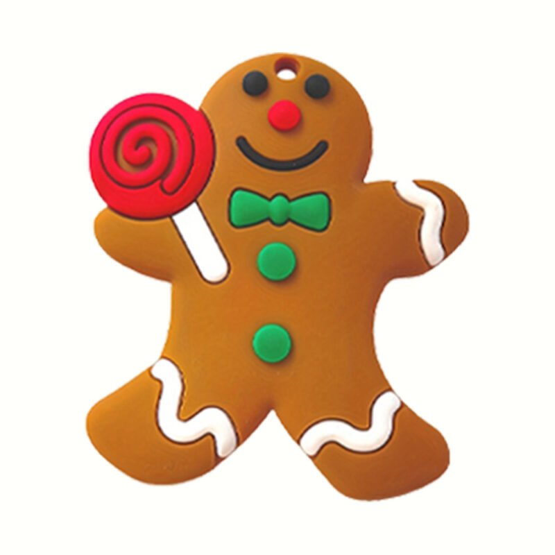 holiday cute christmas designs silicone baby teether set soft pvc ring toy in remote shape for playtime baby food safe