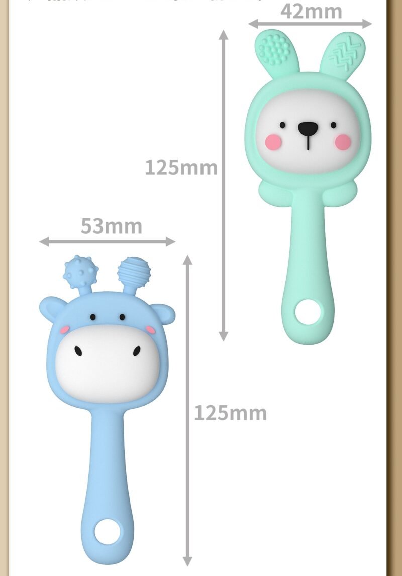 adorable 4 color silicone giraffe shaped soft toy early education baby rattles with music feature