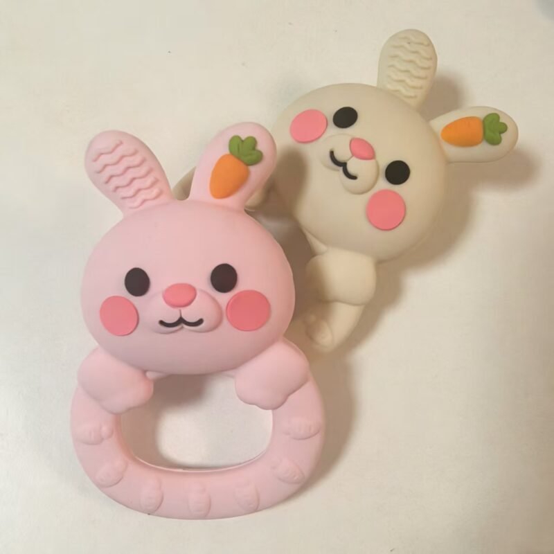 2026 new arrivals bpa free soft silicone bunny teether rattle handle toy for 0 24m babies safe