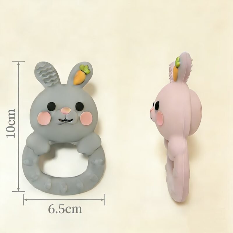 2026 new arrivals bpa free soft silicone bunny teether rattle handle toy for 0 24m babies safe