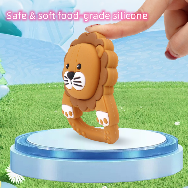 cute lion baby teether rattle toy, food grade silicone, cpc/ce certified teething toys for babies, safe chew toy (4 colors) cute lion baby teether rattle toy, food grade silicone, cpc/ce certified teething toys for babies, safe chew toy (4 colors)