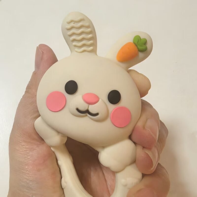 2026 new arrivals bpa free soft silicone bunny teether rattle handle toy for 0 24m babies safe