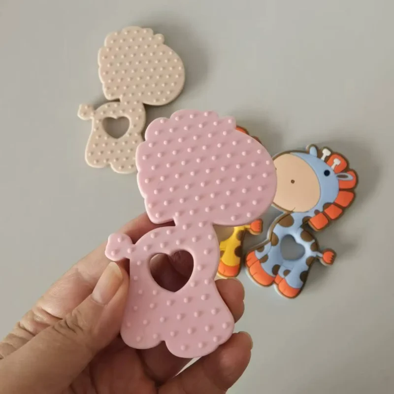 cute giraffe shape silicone teether toy bpa free & food grade safe for infant newborn to 24 months, soothing chew toy