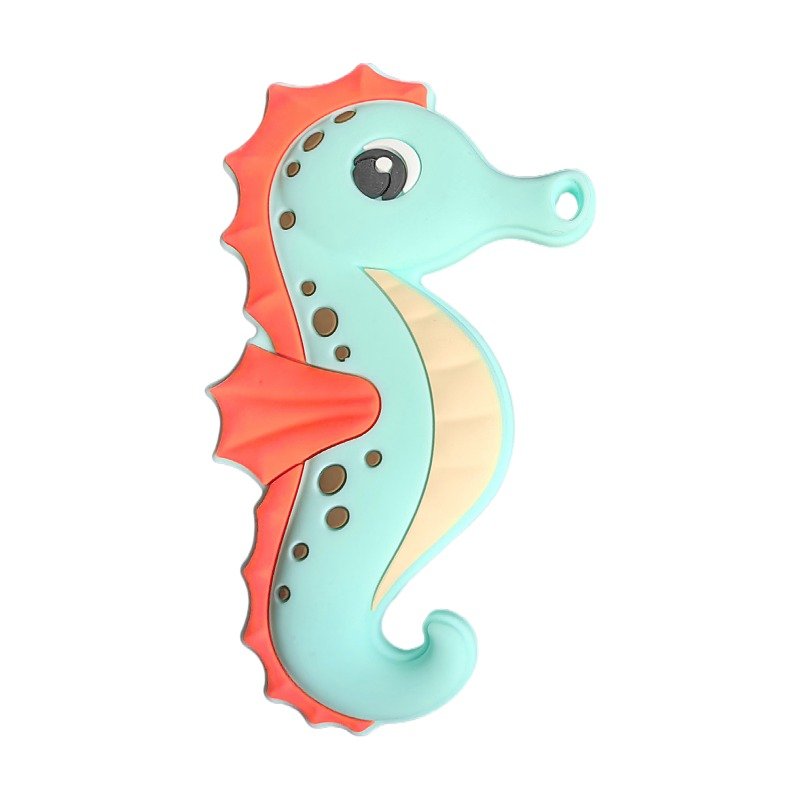 baby teether toys cute seahorse silicone teething toy for newborns, bpa free gum relief, infant chew toy gift