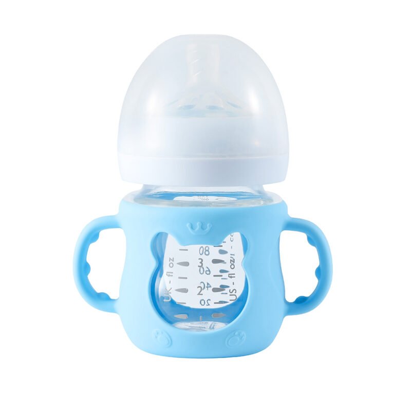 high quality safe silicone wide neck baby feeding bottle sleeve with handle water cup tableware