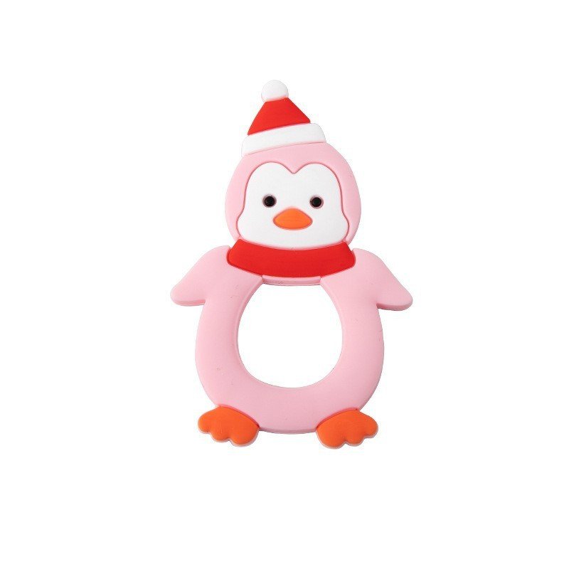 bpa free silicone penguin teether for infants & toddlers soft chewing toy for sensory relief & safe teething