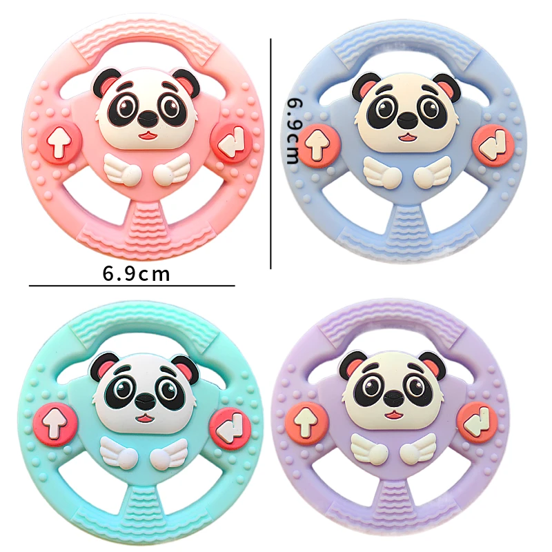 baby steering wheel teether panda shape soft silicone chew toy for 0`3 year olds (4 colors) bpa free baby steering wheel teether panda shape soft silicone chew toy for 0`3 year olds (4 colors) bpa free