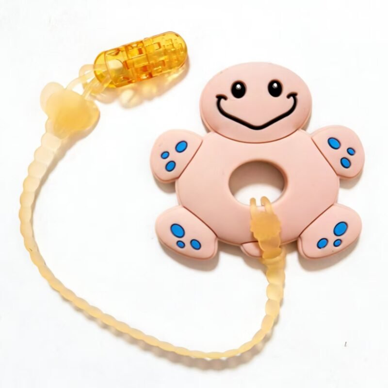 cute turtle silicone teether with pacifier clip set food grade silicone safe infant teething toy