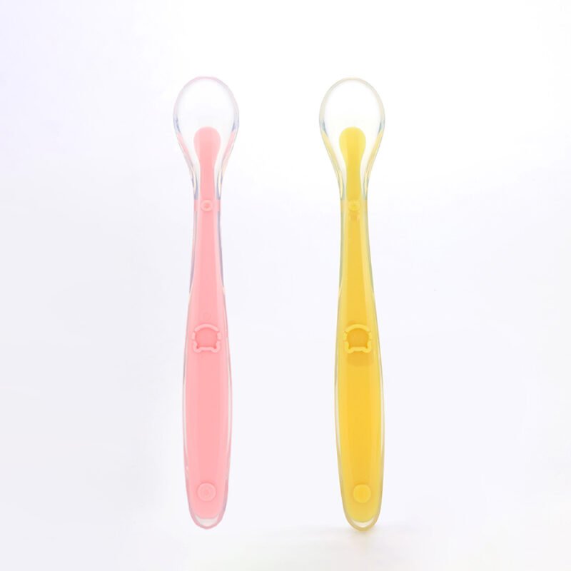 custom logo silicone baby training spoon for first steps and baby weaning pre spoons