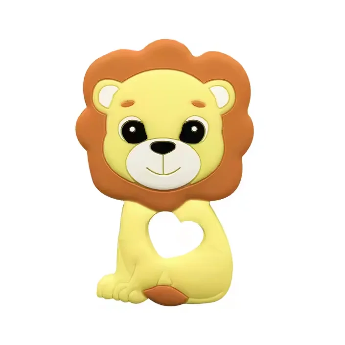 2025 new design lion shaped silicone teether soft toy food grade cartoon animal chewer diy set remote control giraffe toy for