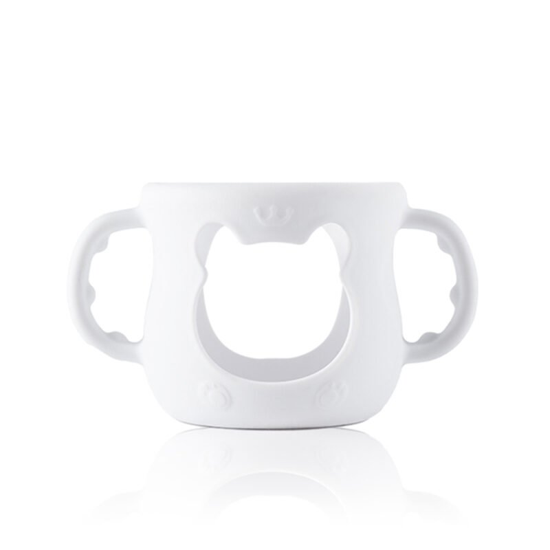 high quality safe silicone wide neck baby feeding bottle sleeve with handle water cup tableware