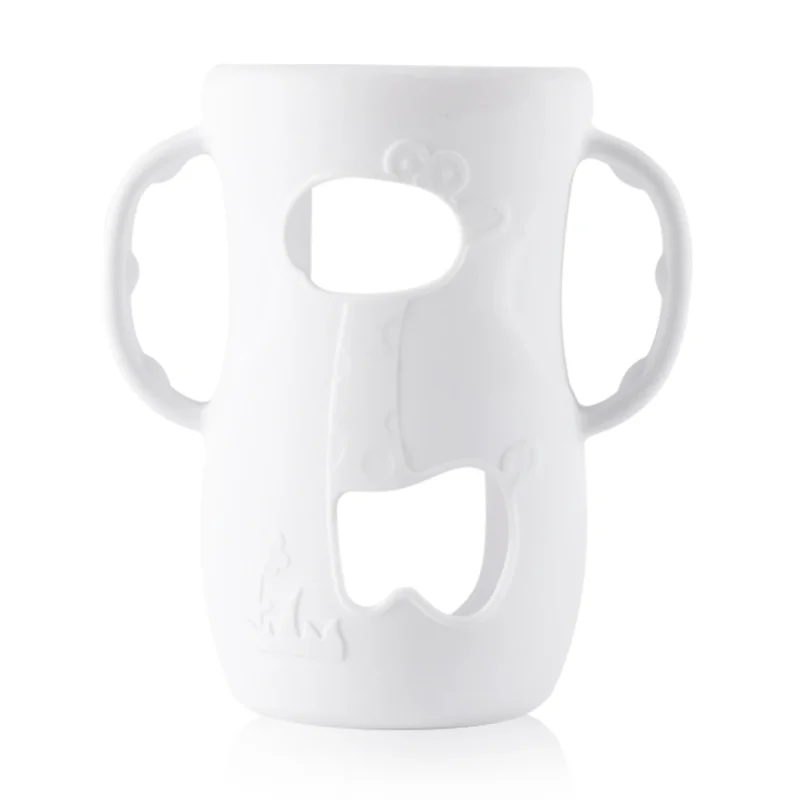 wholesale custom eco friendly anti slip food grade silicone sleeve easy grip baby bottle holder and water cup tableware