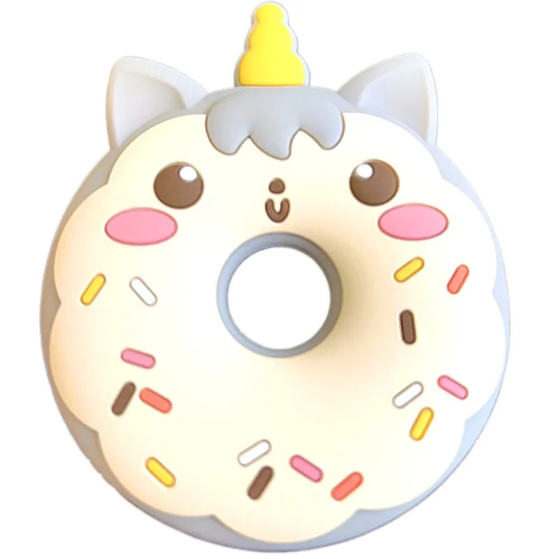 custom yikang brand food grade silicone0`2years soft cartoon donut shape chewable non toxic cute sensory toy unisex