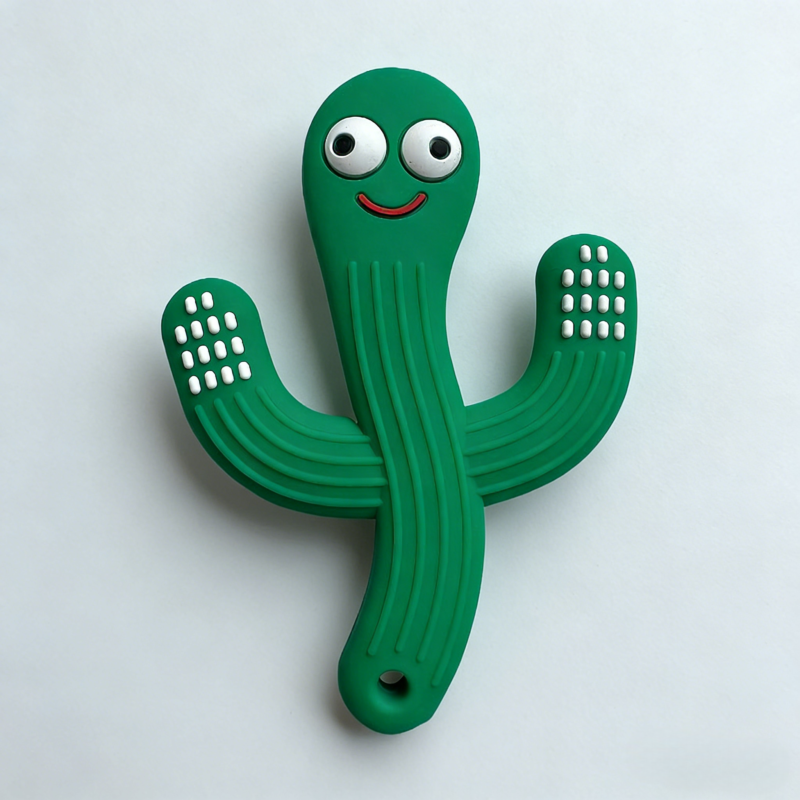 yikang soft cactus teether food grade silicone teething toy for 0 24m, cpc/ce certified, multi color ready stock fast delivery