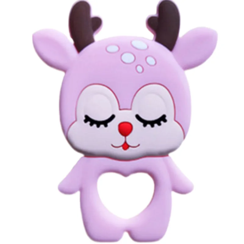eco friendly reindeer design baby silicone teether soft food grade toy for mouth safety chew play baby gift