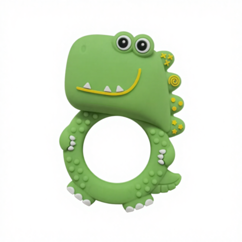 yikang2025 new year dinosaur baby teether toy with rattle ce & cpc certified silicone soft chewable sensory toy (4 colors)