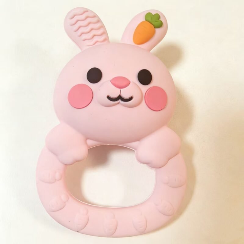 new arrivals 2026 bunny silicone teether rattle handle toy for 0 12m babies custom kids rabbit toys