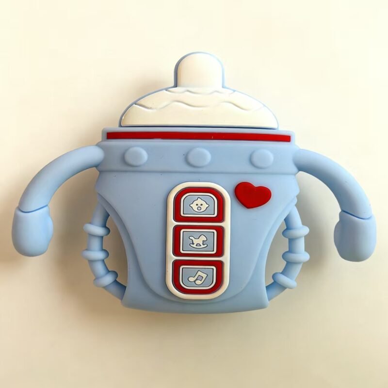 baby teething toy 0 24m | bpa free food grade silicone | sensory bottle shape teether for gum relief & fine motor training