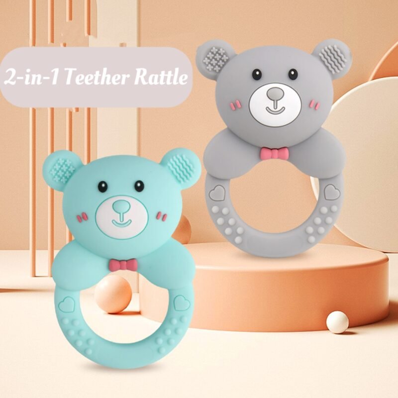 2025 pink bear baby rattle & teether toy, soft food grade silicone for newborns 0 12 m, en71/cpc certified baby shower gift 2025 pink bear baby rattle & teether toy, soft food grade silicone for newborns 0 12 m, en71/cpc certified baby shower gift