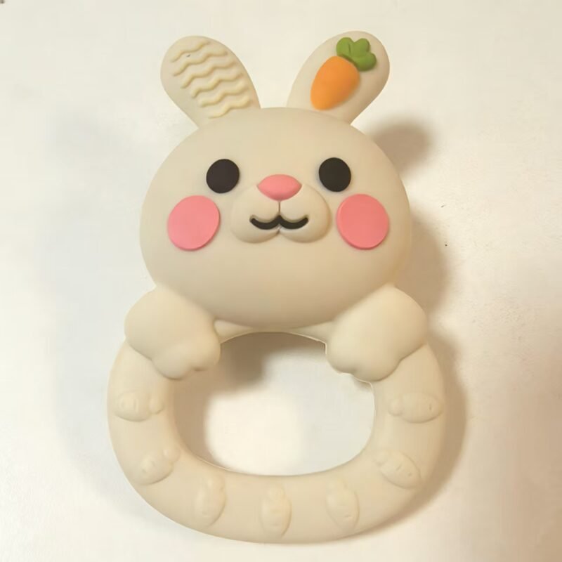 new arrivals 2026 bunny silicone teether rattle handle toy for 0 12m babies custom kids rabbit toys
