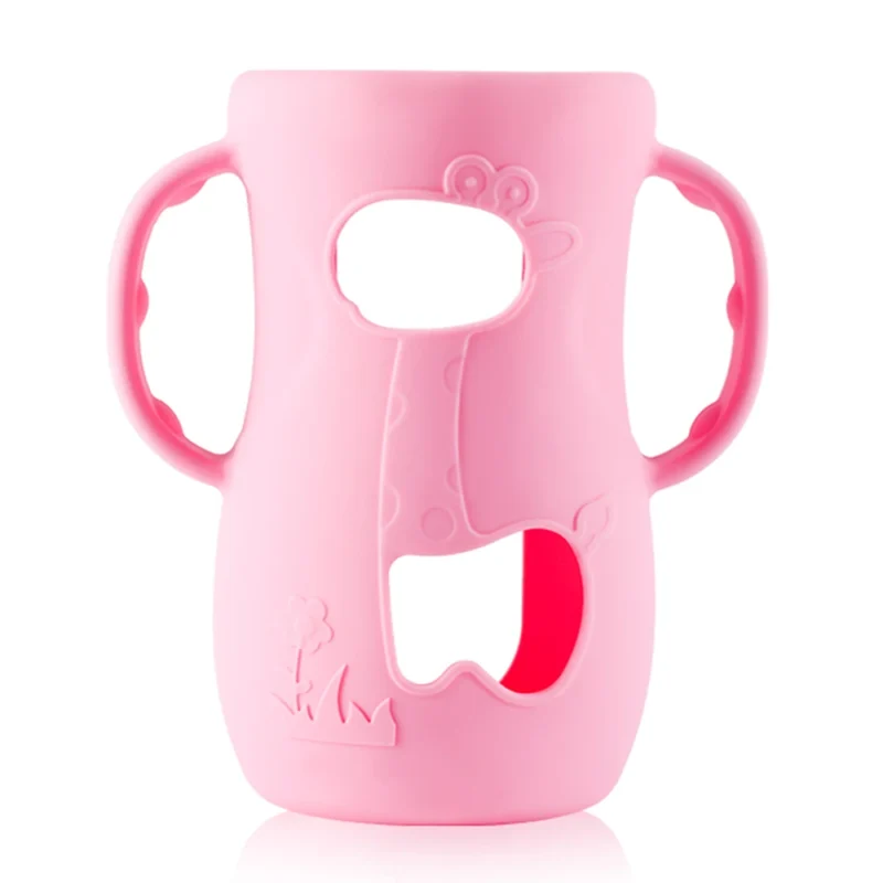 wholesale custom eco friendly anti slip food grade silicone sleeve easy grip baby bottle holder and water cup tableware