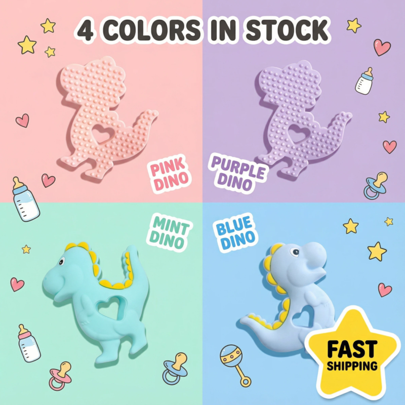 2026 yikang food grade dinosaur teether silicone toys for newborns 0 2 years, sensory bpa free gum soother,juguetes para ninos