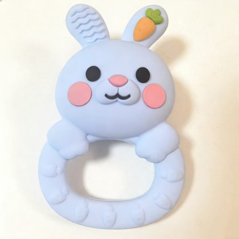 new arrivals 2026 bunny silicone teether rattle handle toy for 0 12m babies custom kids rabbit toys