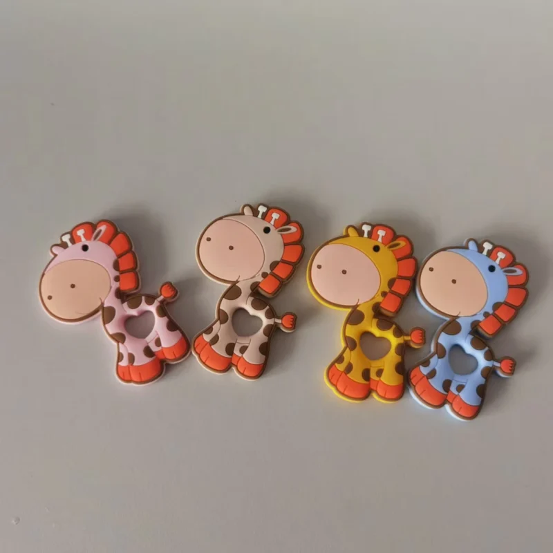 cute giraffe shape silicone teether toy bpa free & food grade safe for infant newborn to 24 months, soothing chew toy